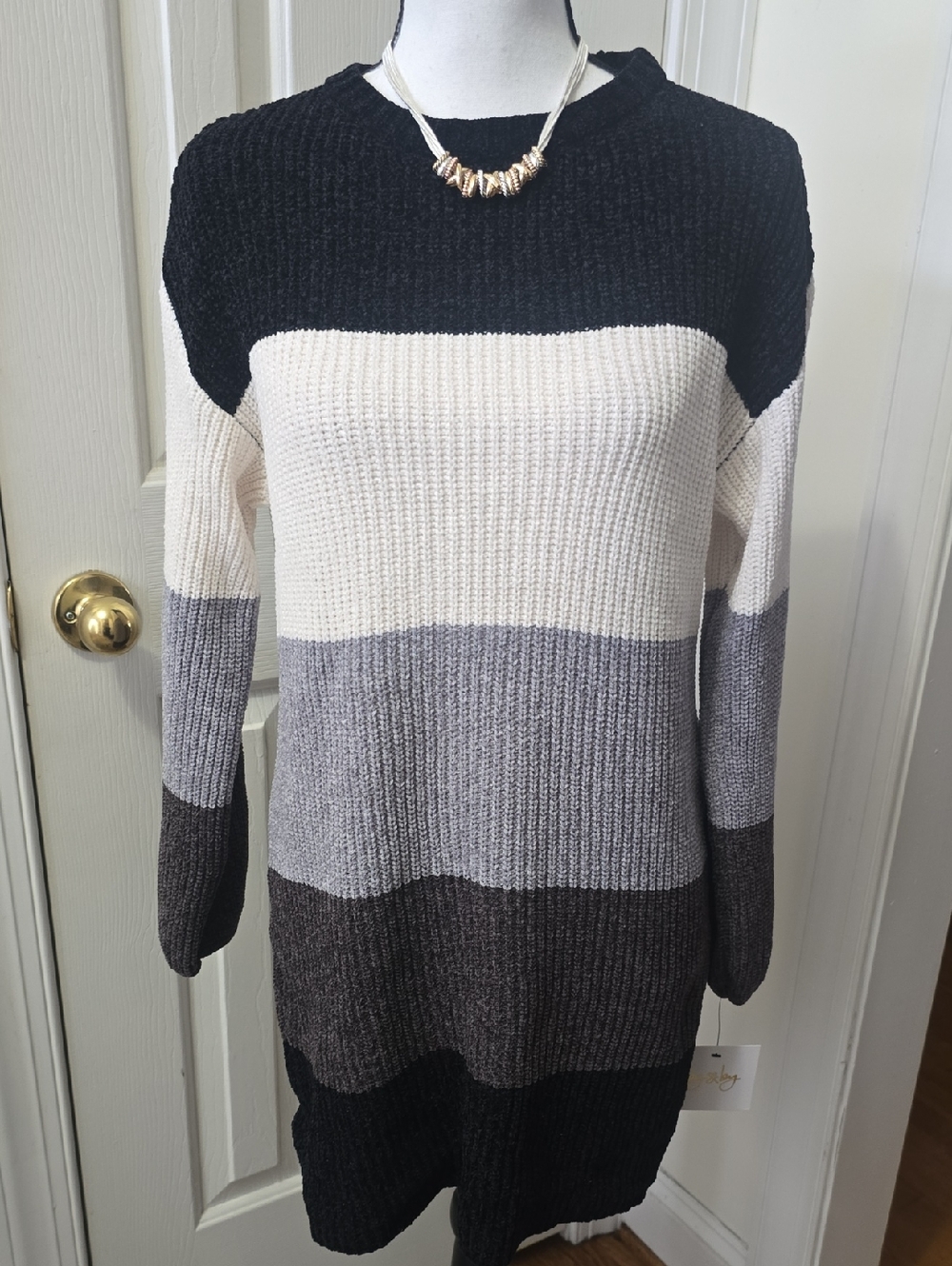 BY & BY Brand Women's Juniors Chunky Striped Knit Sweater Dress Size XS